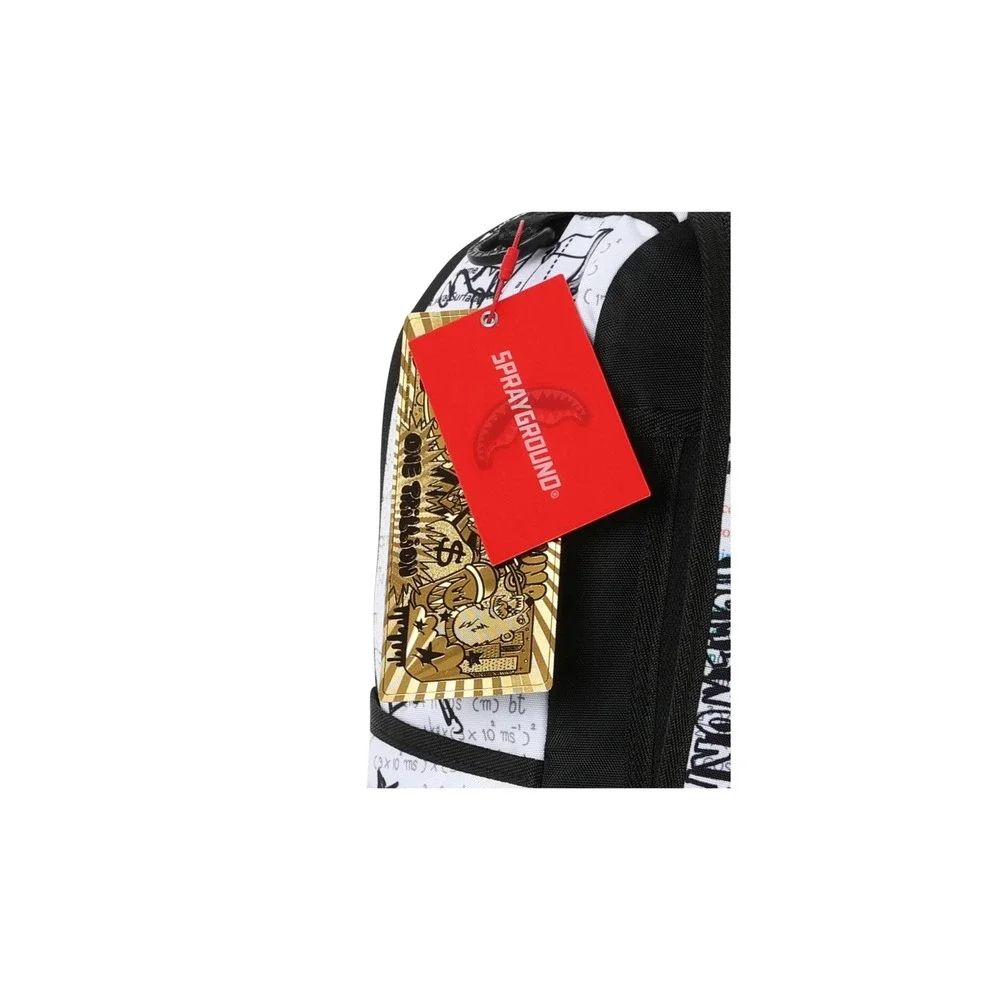 Sprayground Doodles Over Math Class Dismissed Shark Mouth Backpack White Black